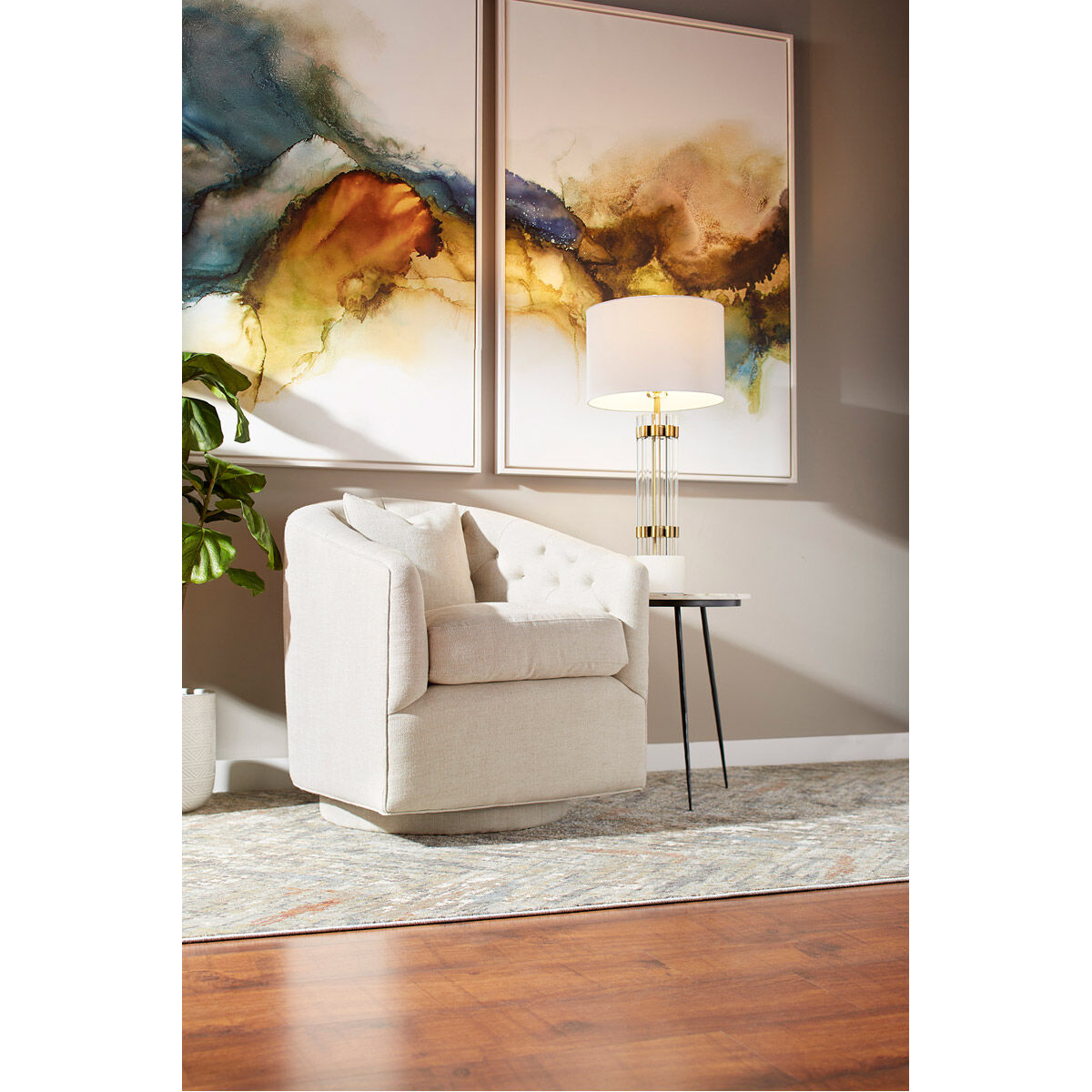 Kerberos 33 inch 100.00 watt Brass Table Lamp Portable Light